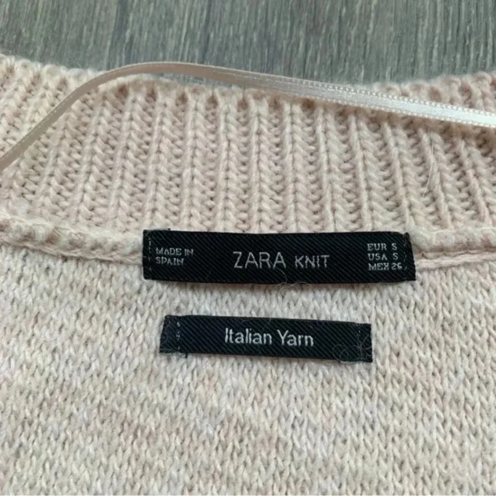 Zara Women's Knit Sweater Small pink Coquette Fairy Coastal Cottage core boho - Picture 13 of 16